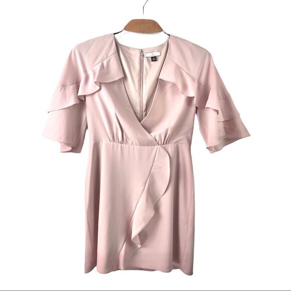 H Halston Primrose Light Pink Flutter Dress US 2 - Picture 5 of 10